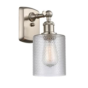 Cobbleskill 1-Light Brushed Satin Nickel Wall Sconce with Clear Glass Shade