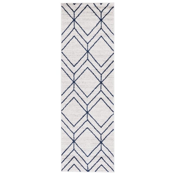 SAFAVIEH Adirondack Light Gray/Navy 3 ft. x 12 ft. Diamond Runner Rug