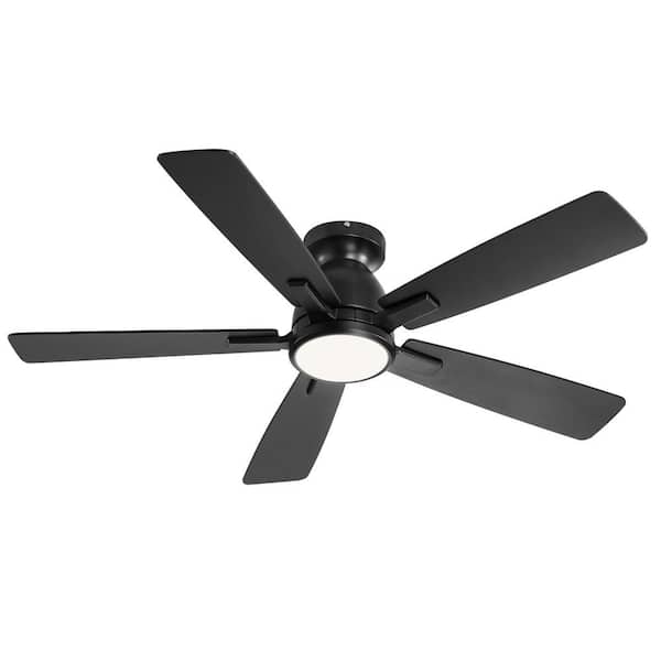 HINNIXY 46 in. Indoor Black Modern Low Profile 3-Colors LED 6-Speed Ceiling Fan with Light Kit and Remote Control