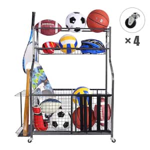 154 lbs. Weight Capacity Sports Organizers Rack with Wheels for Garage