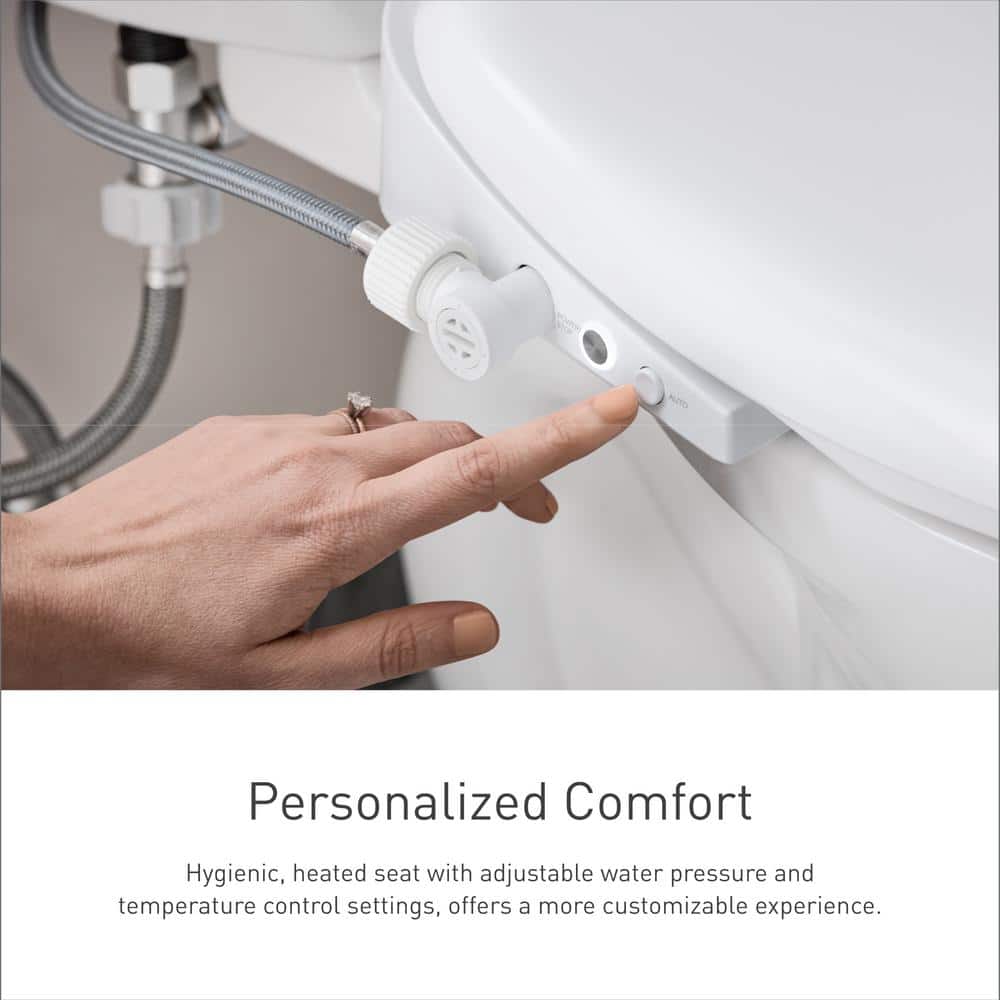 White Electronic Bidet Toilet Seat with Heated Water and Night Light