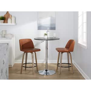 Toriano 25.5 in. Camel Faux Leather, Light Grey Wood, and Black Metal Fixed-Height Counter Stool (Set of 2)