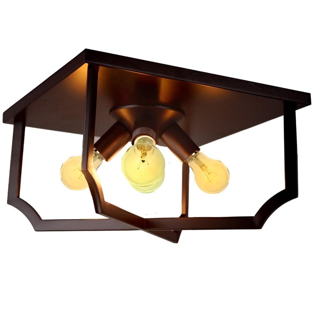Decomus 16 in. 4-Light Matte Black Square Flush Mount without Shade and No 