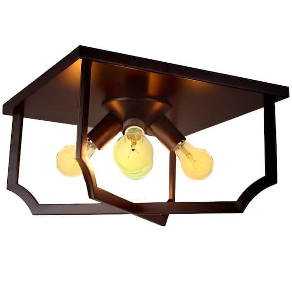 Unbranded Decomus 16 in. 4-Light Matte Black Square Flush Mount without Shade and No Bulbs Included