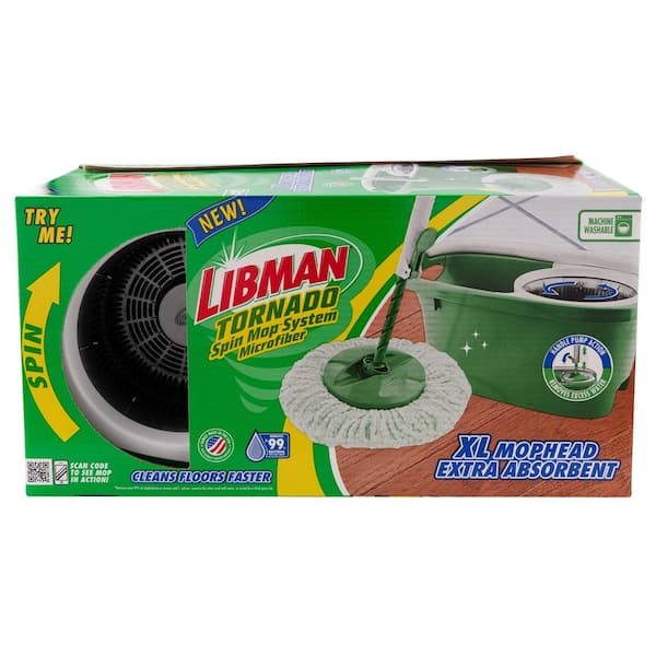 Libman Microfiber Tornado Spin Mop and with 3 Refills, Precision Angle Broom & Dust Pan, & Microfiber Wet/Dry Flat Mop 1611 - Home Depot