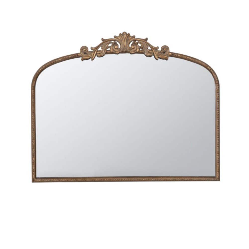 40 in. W x 31 in. H Gold Arch Mirror and Baroque Inspired Frame Modern Wall Mount Mirror Wall Decor Design Mirror