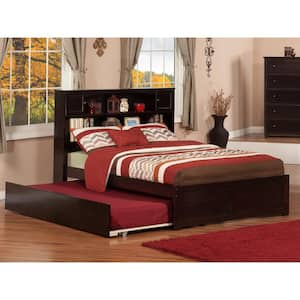 Newport Espresso Full Platform Bed with Flat Panel Foot Board and Twin Size Urban Trundle Bed