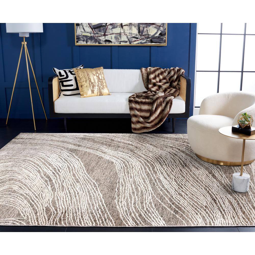 Ivory and Charcoal Abstract Handmade Wool 6' x 9' Area Rug