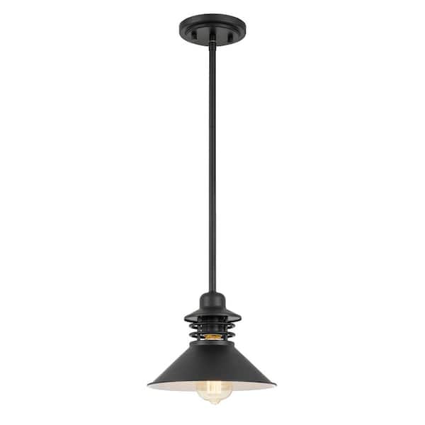 Worldwide Lighting Robby 9 in. x 9 in. x 6.63 in. 1-Light Black Mini Pendant