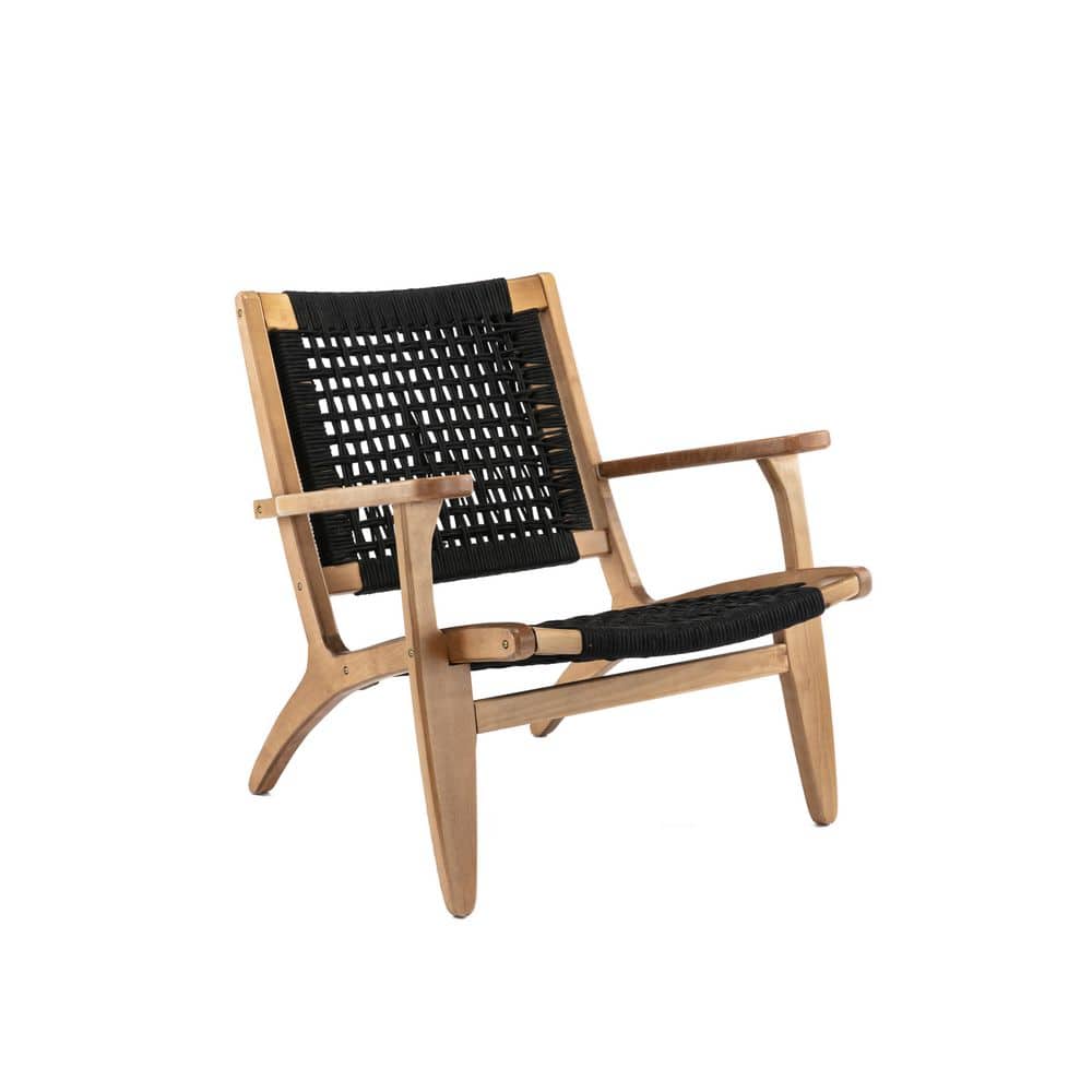 Black and Natural Woven Rope Accent Chair