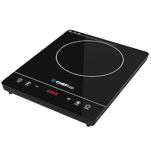 Cheftop Portable Induction Cooktop Burner Ultra Slim 11.8 W Black Single Induction 1 Element 9 Power Zones Includes Pot