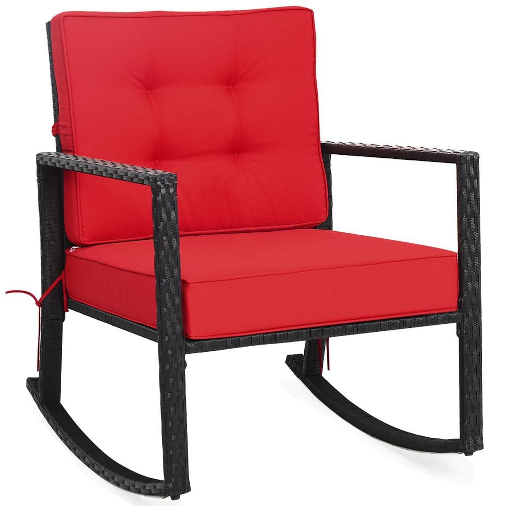 Rattan Wicker Glider Outdoor Rocking Chair with Cushion, Red price history on PriceWatchPro