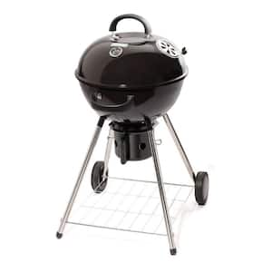 18 in. Kettle Charcoal Grill in Black with Bottom Rack and Wheels
