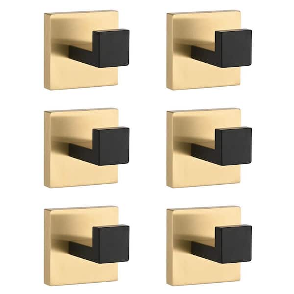 WZ J-Hook Robe/Towel Hook in Gold Black, including 6 hooks