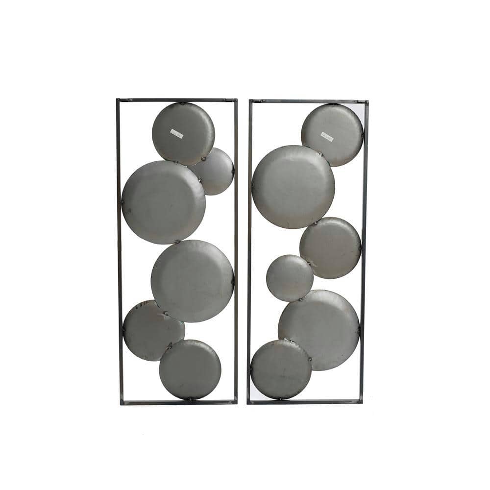 Set of 2 Multicolor Coastal Abstract Geometric Iron Wall Panels