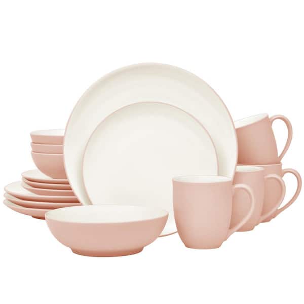 Colorwave Pink 16-Piece Coupe (Pink) Stoneware Dinnerware Set, Service For 4