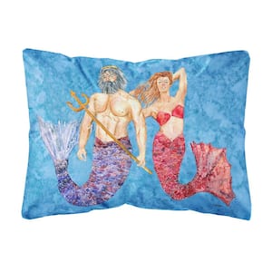 12 in. x 16 in. Multi-Color Lumbar Outdoor Throw Pillow Mermaid and Merman