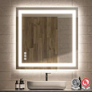 36 in. W x 36 in. H Rectangular Frameless Wall Bathroom Vanity Mirror with Backlit and Front Light