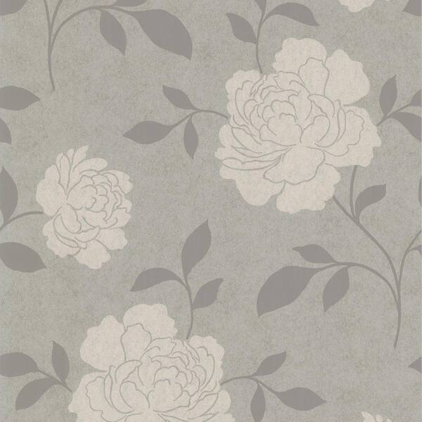 Kenneth James Clara Silver Floral Silhouette Wallpaper