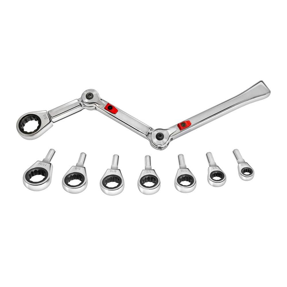 EXO-FIT 9-Piece SAE Ratcheting Wrench Set 38104 - The Home Depot
