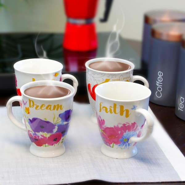 Bold Assorted Designs Floral 17.4 oz. Cup (Set of 4)