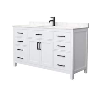 Beckett 60 in. W x 22 in. D x 35 in. H Single Sink Bath Vanity in White with Carrara Cultured Marble Top