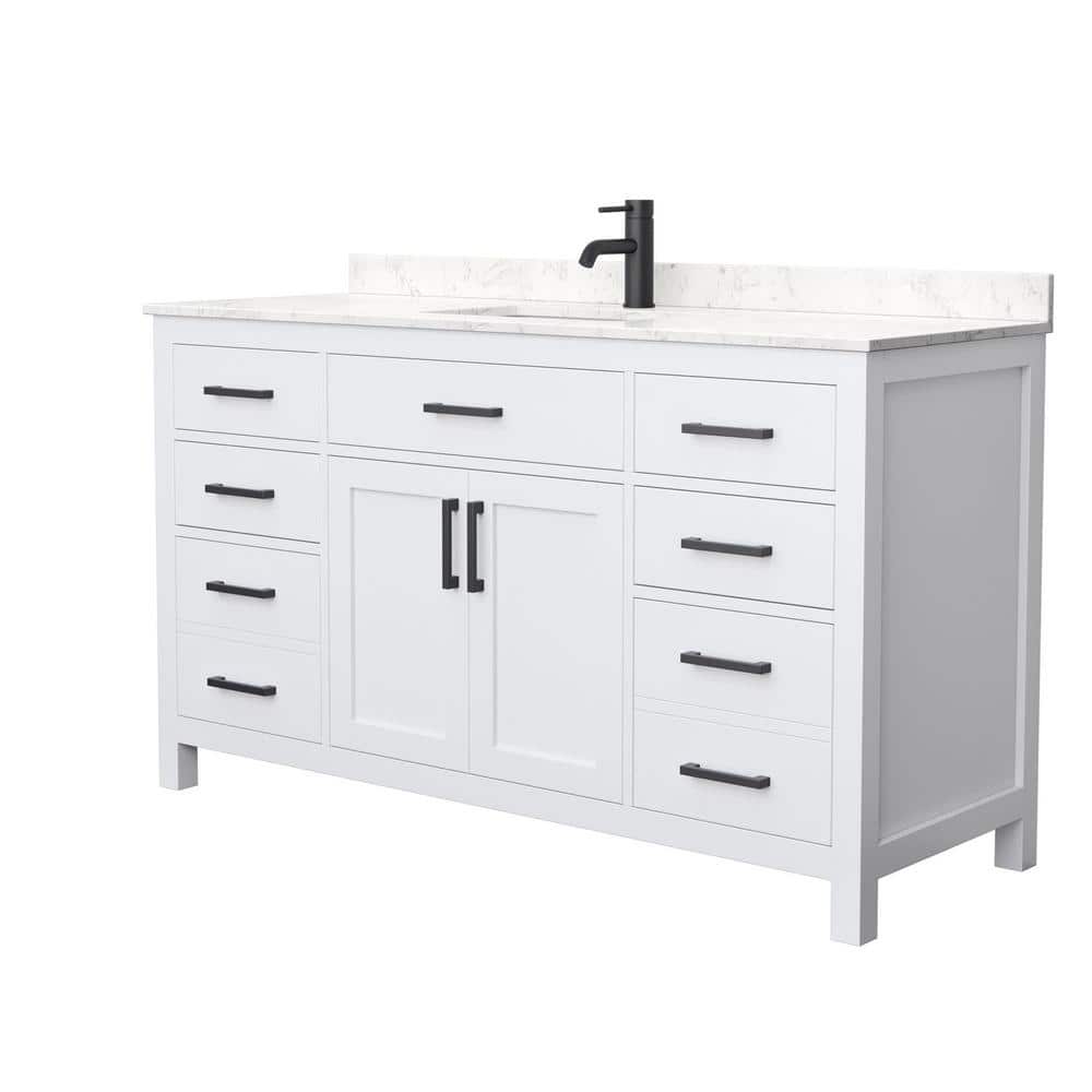 Beckett 60" White Freestanding Single Bathroom Vanity with Cultured Marble Top