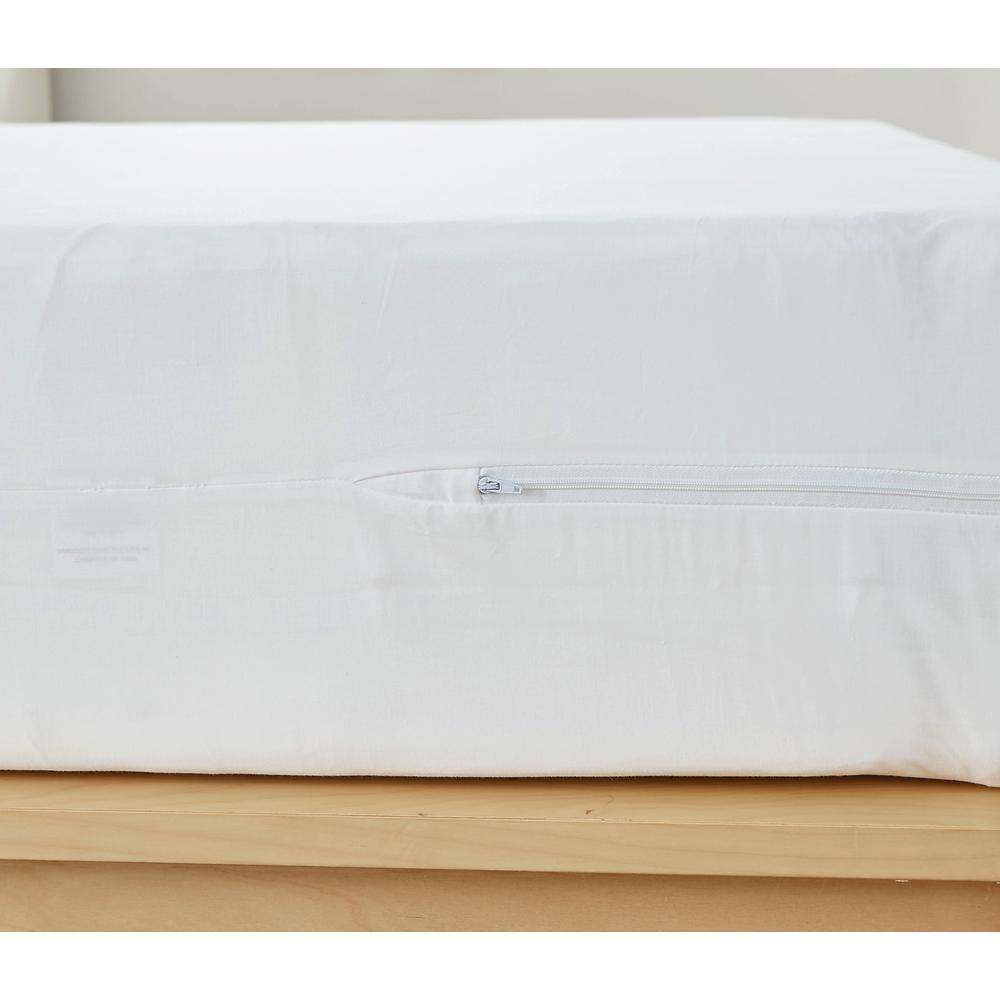 Twin White Cotton Zippered Mattress Protector