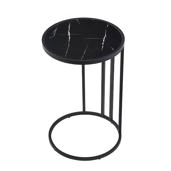 Loft Lyfe Siena Black/Black 15.75 in. W x 15.75 in. D x 25 in. H End Table 2 USB Charging Ports 2 Outlets Power Plug