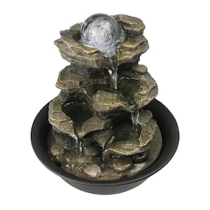 8.3 in. Tall Rock Cascading Tabletop Waterfall Fountain with LED Lights Gray