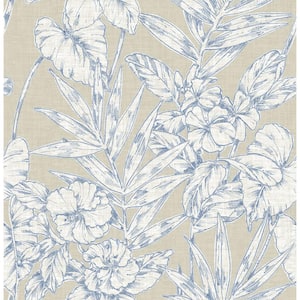 Fiji Navy Floral Paper Strippable Roll Wallpaper (Covers 56.4 sq. ft.)