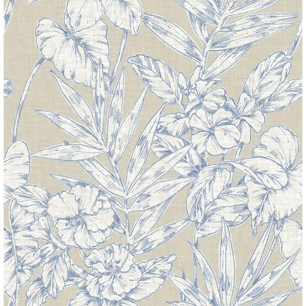 A-Street Prints Fiji Navy Floral Paper Strippable Roll Wallpaper (Covers 56.4 sq. ft.)