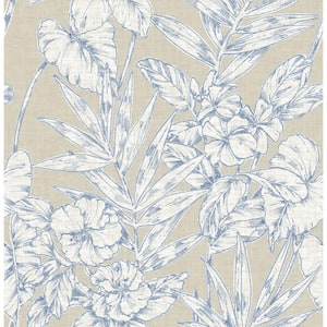 Fiji Navy Floral Navy Wallpaper Sample