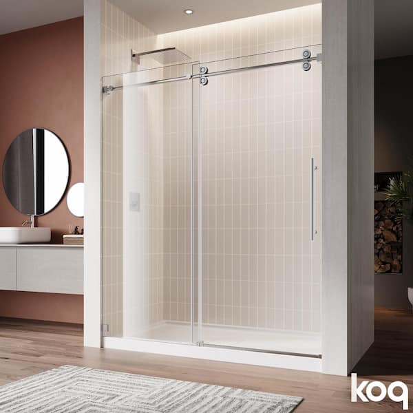 72 in. W x 76 in. H Single Sliding Frameless Shower Door in Chrome with 3/8 in. Clear Tempered Glass