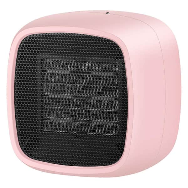 Pink Compact Electric PTC Heater, Dual‑Mode 800W/1000W Portable Heater for 30 sq.ft Indoor Space