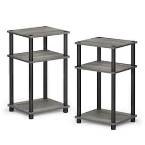 Just 3-Tier 22.8 in. French Oak Grey Turn-N-Tube End Table (2-Pack)