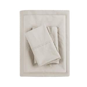 Ivory Full 200 Thread Count Relaxed Cotton Percale Sheet Set