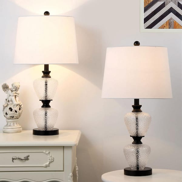 San Francisco 25 .5" Black Table Lamp Set With White Shade (Set of 2)