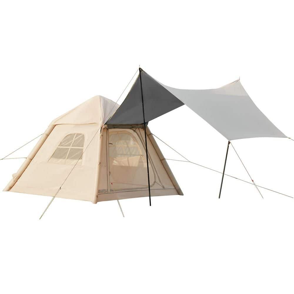 DSNAPE Quick Setup 8 ft. x 8 ft. Beige Inflatable Camping Tent