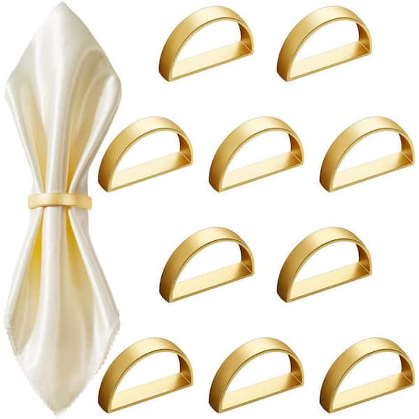 1.88 in. W x 1.18 in. H Gold Stainless Steel Semicircle Napkins for Table Kitchen Dinner Party Wedding (Set of 20)