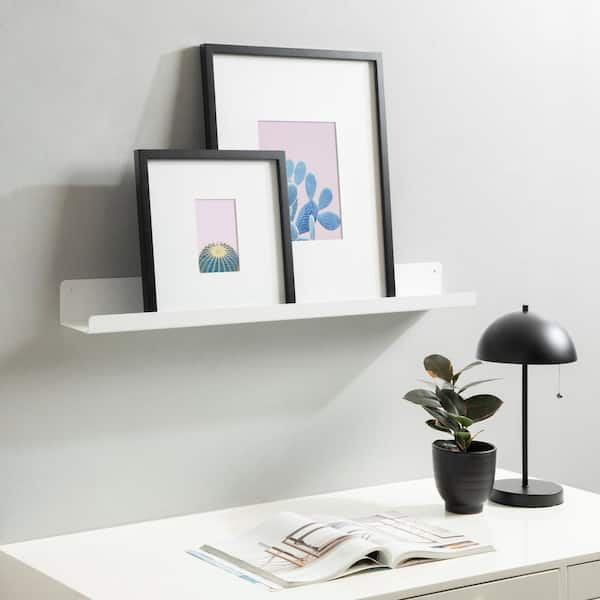 Kate and Laurel Mezzo Modern Metal Ledge Shelf Set, Black 2 Piece