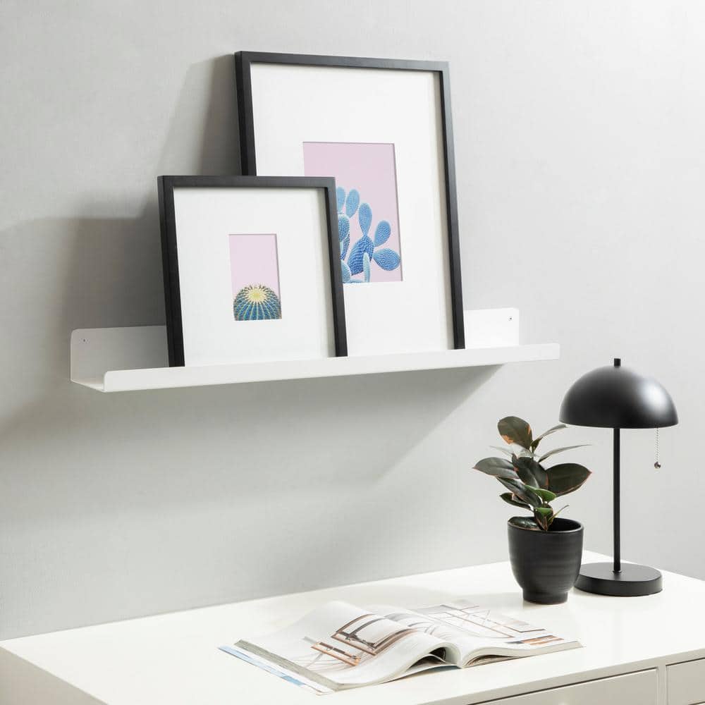 White 39" Modern Metal Floating Wall Shelf