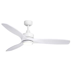 Curtiss 52 in. Integrated LED Indoor/Outdoor White Contemporary Propeller Ceiling Fan, Wood Blades, Light Kit and Remote