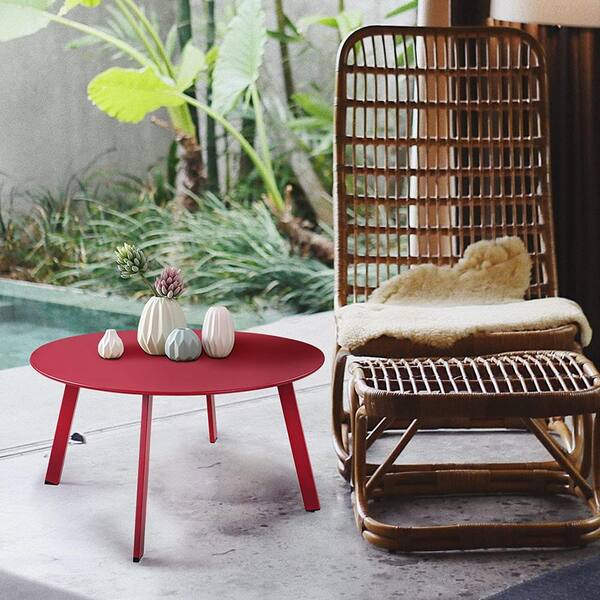 red metal coffee table