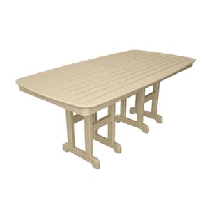 Nautical 37 in. x 72 in. Sand Plastic Outdoor Patio Dining Table