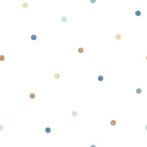 Tiny Tots 2 Collection Blue/Beige Matte Finish Kids Dots Non-Woven Paper Wallpaper Roll