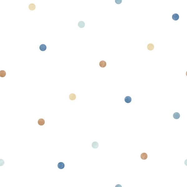 Unbranded Tiny Tots 2 Collection Blue/Beige Matte Finish Kids Dots Non-Woven Paper Wallpaper Roll