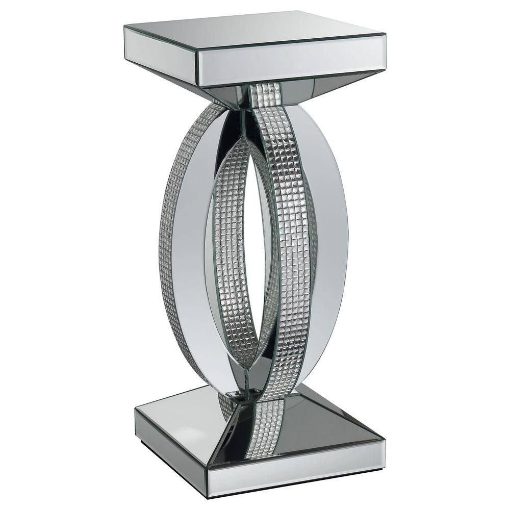 Amalia 12" Silver Glass and MDF Square End Table