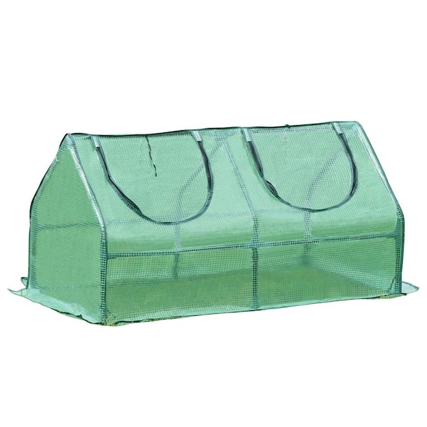 Aoodor 4 ft. W x 2 ft. D x 2 ft. H Portable Mini Greenhouse Kit with 2 Roll-up Zipper Doors, Green