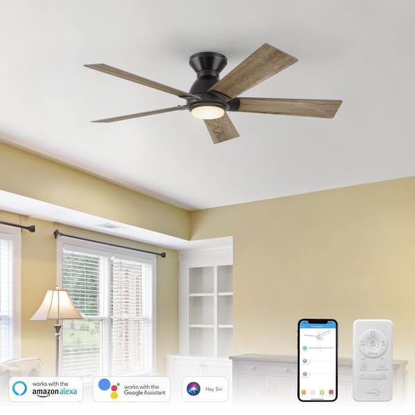 Aspen 48 in. Dimmable LED Indoor/Outdoor Black Smart Ceiling Fan with Light and Remote, Works with Alexa/Google Home